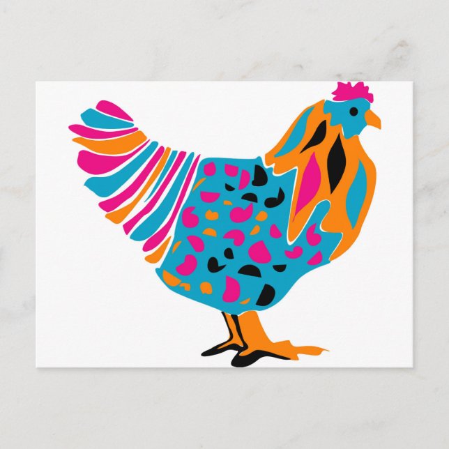 Funky Bright Chicken Postkarte (Vorderseite)