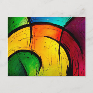 Funky Bright Colors Abstrakt Art Postkarte