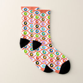 Funky Bright Orange Eyes Men Women Socken