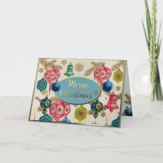 Funky Bright Retro Christmas  Feiertagskarte (Vorderseite)