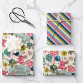 Funky Bright Retro Christmas Geschenkpapier Set