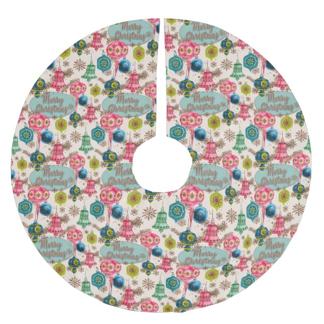 Funky Bright Retro Christmas Polyester Weihnachtsbaumdecke (Vorderseite)