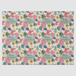 Funky Bright Retro Christmas Seidenpapier