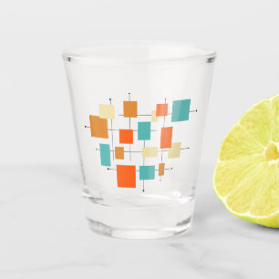 Funky Bright Squares Mid Century Retro Schnapsglas