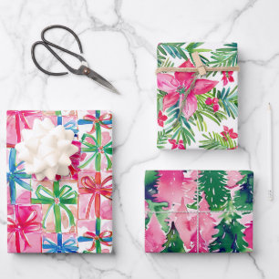 Funky Brights Christmas Themed Geschenkpapier Set