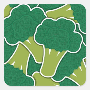 Funky broccoli quadratischer aufkleber