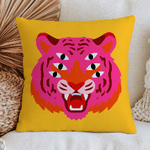 Funky Brüllender Tigerkopf in Pink Maximalist Gelb