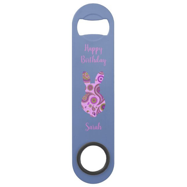 Funky Bunny in Crazy Paisley Bottle Opener Speed Flaschenöffner (Vorderseite)