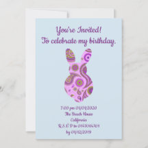 Funky Bunny in Crazy Paisley Custom Einladung