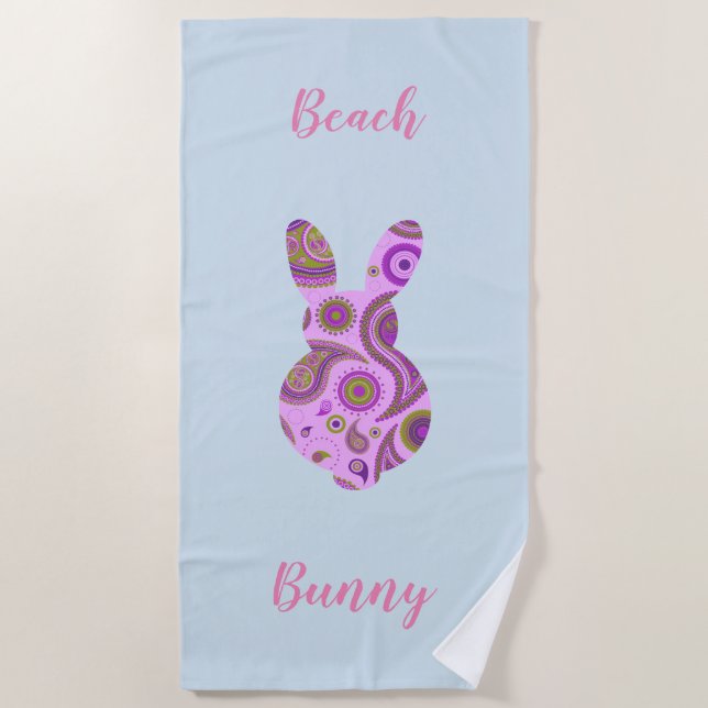 Funky Bunny in Crazy Paisley Strandtuch (Vorderseite)