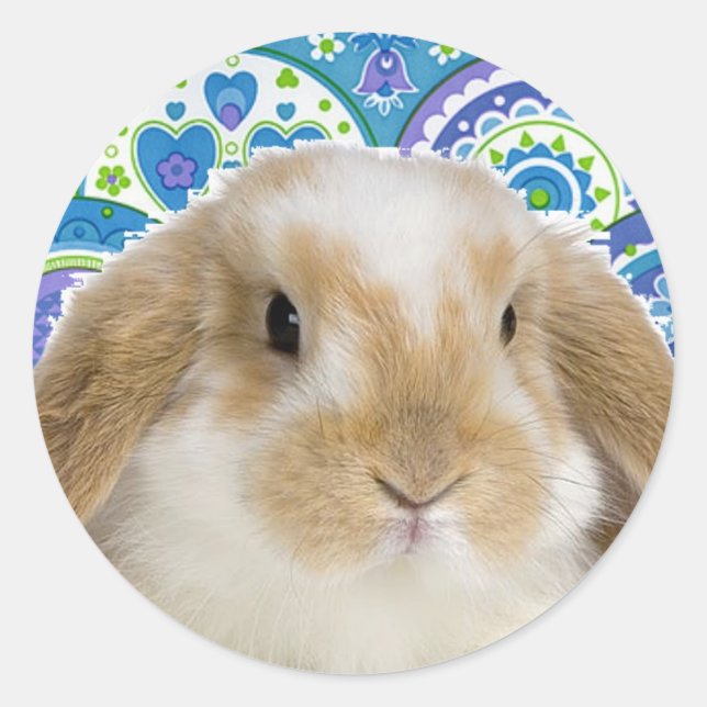 Funky Bunny Runder Aufkleber (Vorderseite)