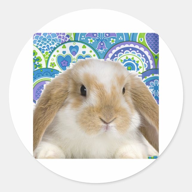 Funky Bunny Runder Aufkleber (Vorderseite)