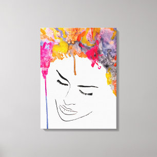 Funky bunt regenbogenfarbene Lady Art Leinwanddruck