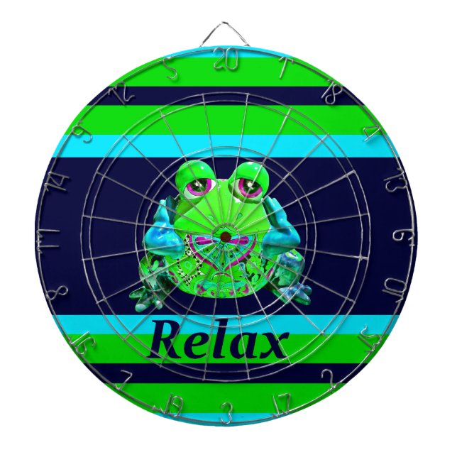 Funky bunter Frosch ENTSPANNEN sich aquamarine Dartscheibe (vorne)
