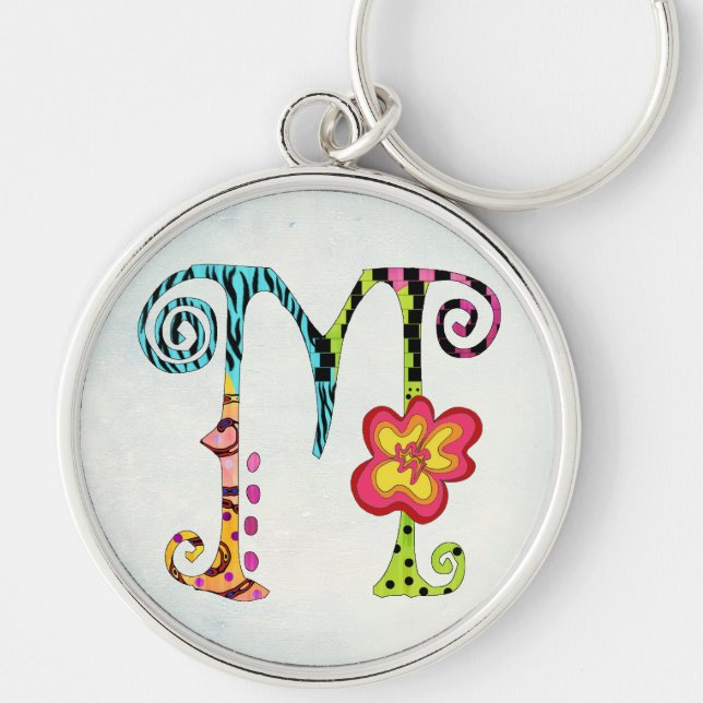 Funky bunter Monogramm-Schlüsselanhänger des Schlüsselanhänger (Vorne)
