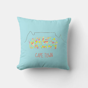 Funky Cape Town Table Mountain farbenfrohe Kontur Kissen