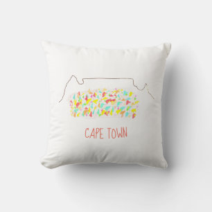Funky Cape Town Table Mountain farbenfrohe Kontur Kissen