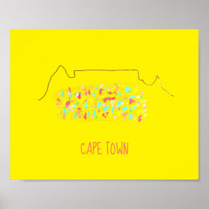 Funky Cape Town ZA Tafelberg farbenfroh Poster