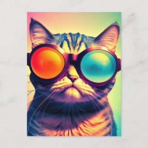 Funky Cat's Psychedelic Acid Dream World Postkarte