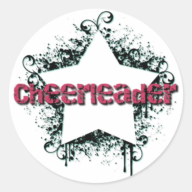 Funky Cheerleader Star Runder Aufkleber (Vorderseite)