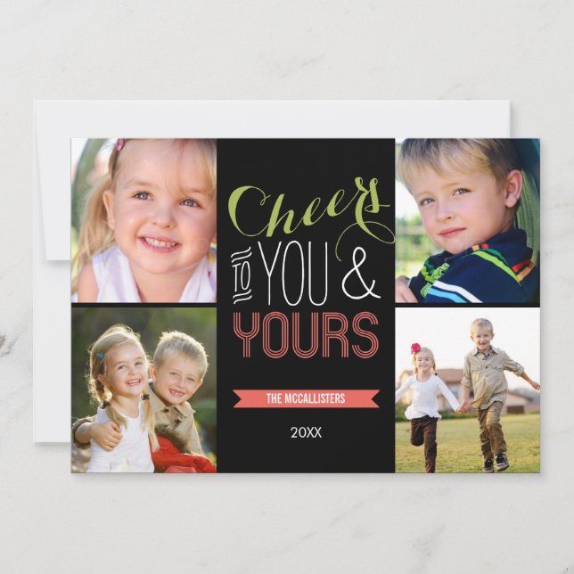 Funky Cheers Holiday Foto Cards Feiertagskarte (Vorderseite)