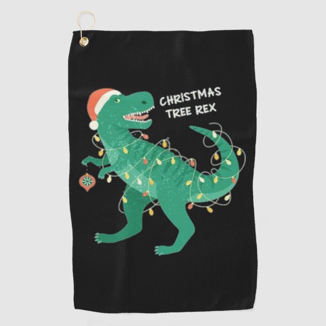 Funky Christmas Dinosaurier Golfhandtuch (Vorderseite)
