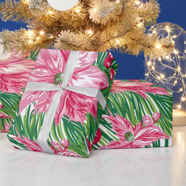 Funky Christmas Foliage Patterned  Geschenkpapier (Feiertage)