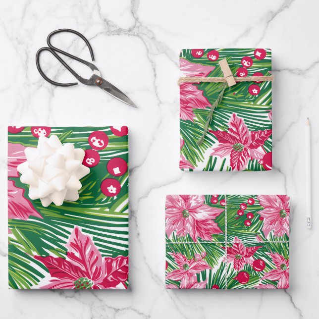 Funky Christmas Foliage Patterned  Geschenkpapier Set (Vorderseite)
