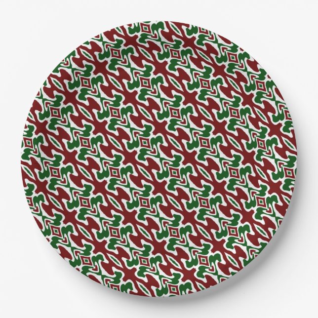 Funky Christmas Pattern 2 Pappteller (Vorderseite)