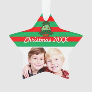Funky Christmas Tree and Stripes Photo personnalis