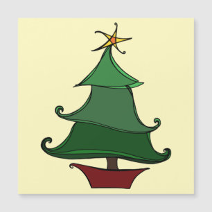 Funky Christmas Tree Sketch Carte magnétique
