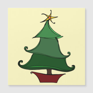 Funky Christmas Tree Sketch Carte magnétique