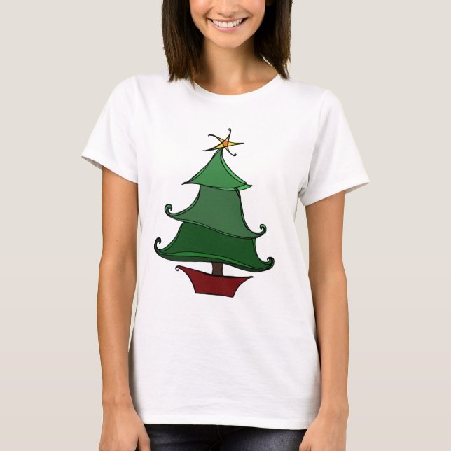 Funky Christmas Tree Sketch T - Shirt (Vorderseite)