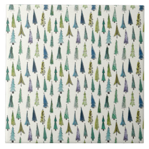 Funky Christmas Trees (Niedliche Illustrierte Kuns Fliese