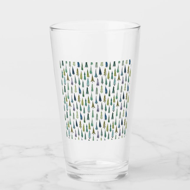 Funky Christmas Trees (Niedliche Illustrierte Kuns Glas (Vorderseite)
