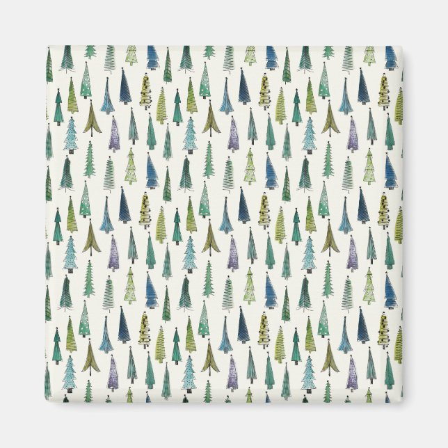 Funky Christmas Trees (Niedliche Illustrierte Kuns Magnet (Vorne)