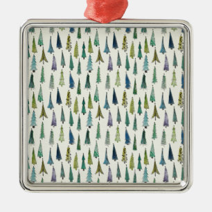 Funky Christmas Trees (Niedliche Illustrierte Kuns Ornament Aus Metall