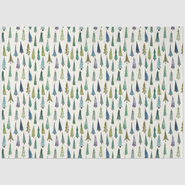 Funky Christmas Trees (Niedliche Illustrierte Kuns Seidenpapier (Vorderseite)