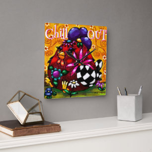 Funky Chunky Floral Chicken Personalisiert Quadratische Wanduhr