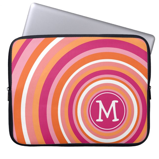 Funky Circle Muster mit Monogramm Laptopschutzhülle (Vorderseite)