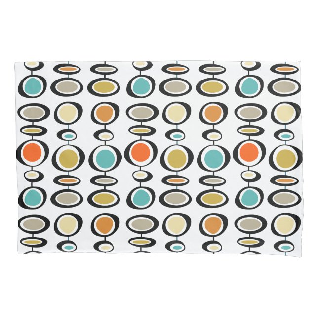 Funky Circles Mid Century Modernes Muster Kissenbezug (Vorderseite)