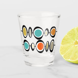 Funky Circles Turquoise Orange Mitte Jahrhundert Schnapsglas