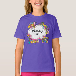 Funky Cloud Birthday Girl Ringer T - Shirt