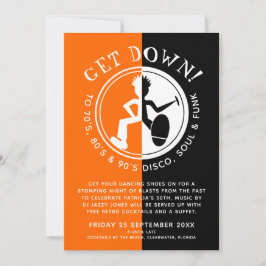 Funky clubber black orange runter Party Einladung