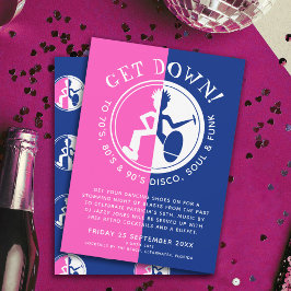 Funky Clubblau pink runter ins Retro-Party Einladung