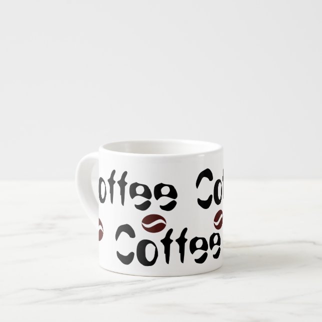 Funky Coffee Beans Big Words Espresso Tasse Cup (Vorderseite Links)