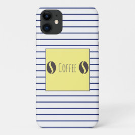 Funky Coffee Beans Blue White Stripes Case-Mate iPhone Hülle