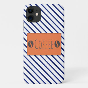Funky Coffee Beans Blue White Stripes Case-Mate iPhone Hülle