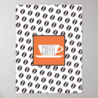 Funky Coffee Beans Muster Rahmen Word Poster