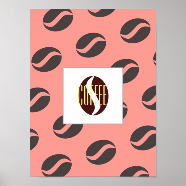 Funky Coffee Beans Muster Rahmen Word Poster (Vorne)